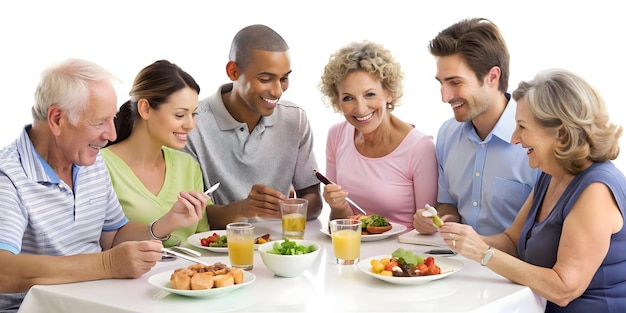 Szczęśliwi ludzie jedzący posiłek